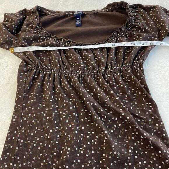 American Eagle Y2K Floral Print Top Womens Sz XS Brown Long Sleeve Fairy Grunge - Picture 5 of 11